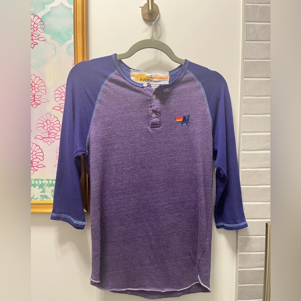 Aviator Nation Purple Henley Shirt